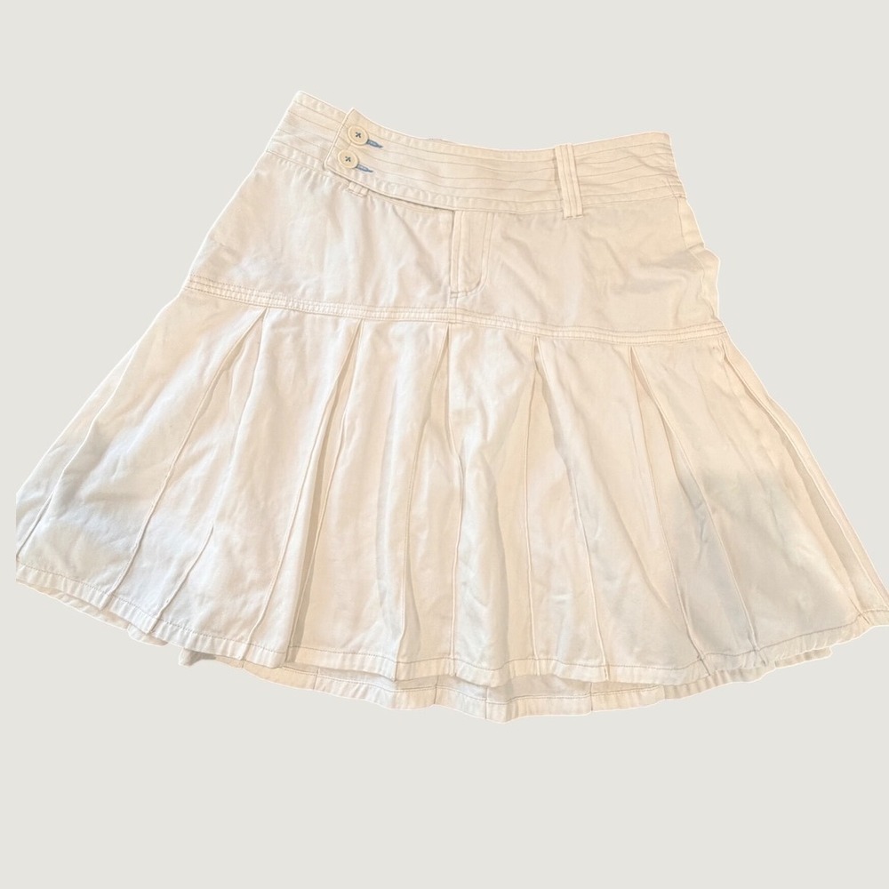 VTG What Youre Made Of Pleated Skirt Womens 11 White Cotton Preppy Indie Sleeze